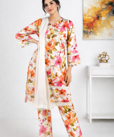 Banadora Floral Lawn (3Pcs) | Ready To Wear
